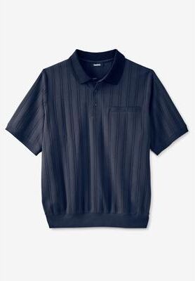 Men's Big & Tall No Tuck Polo Shirt by KingSize in Navy (Size 5XL)