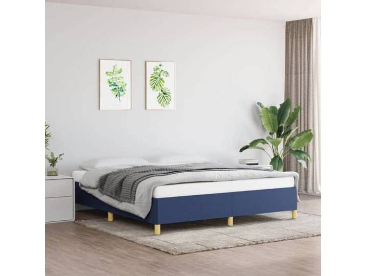 Lit Double Adulte Cadre de lit - SOLOMON - bleu 180x200 cm 100 % polyester tissu JILL'S 57716
