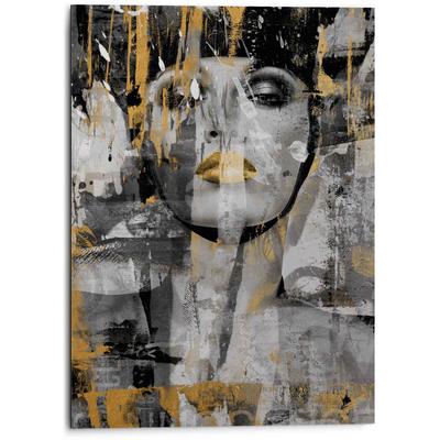 Wandbild REINDERS "Aluminium Wandbild Kraftvolle Frau Frau - Freiheit - Modern - Kräftig", gold (farbe bild(er): goldfarben), B:50cm H:70cm, Aluminium, Bilder