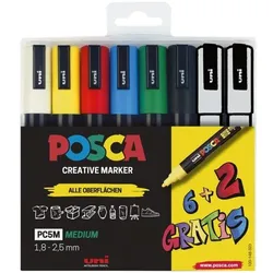 POSCA 8er-Pack Acrylstift »POSCA PC-5M« farbsortiert