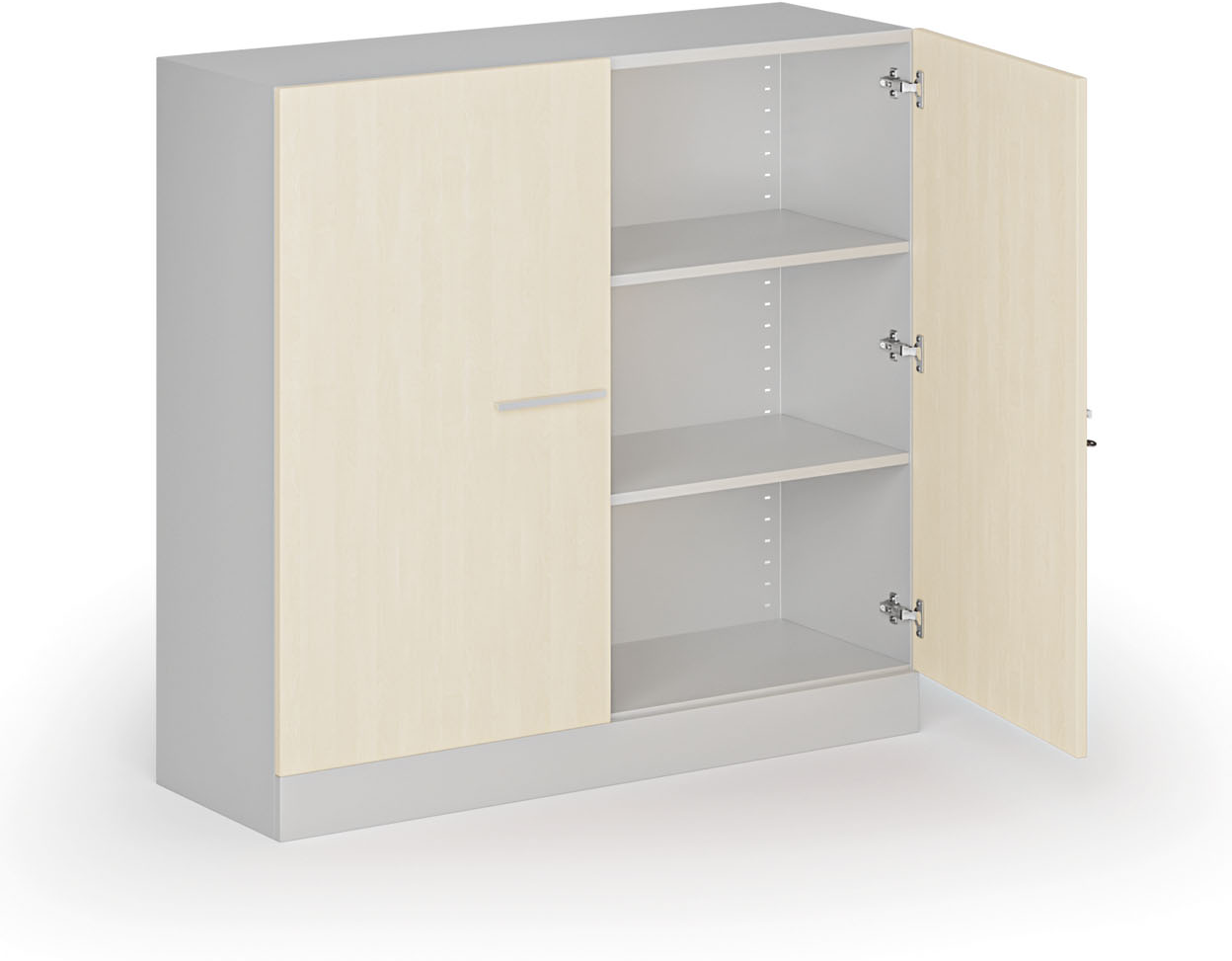 B2B Partner Metall-Aktenschrank mit Holztüren, zerlegt, 1150 x 1200 x 400 mm, Birke