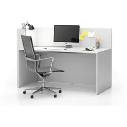 Büroschreibtisch-Set für linke Ecke SEGMENT, mit Sichtschutz, weiß/weiß