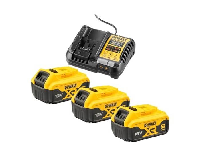 DEWALT - Kit de Démarrage 3 Batteries XR 18 V 5Ah Plus Chargeur\, DCB1104P3-QW