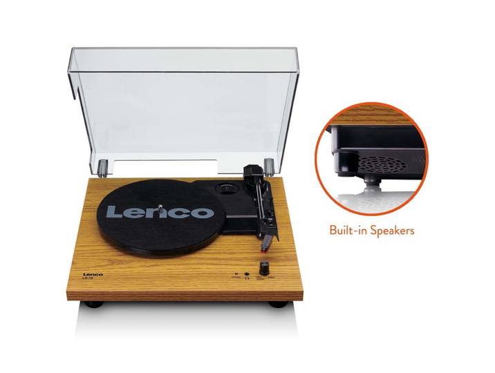 Lenco LS-10WD - Platine avec haut-parleurs intégrés - Bois