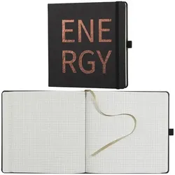 Lediberg Notizbuch »ENERGY« kariert Sonderformat 240 Seiten schwarz, 17.5x17.5 cm