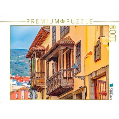 CALVENDO Puzzle Mit Balkonen geschmückte Häuser, La Orotava, Teneriffa | 1000 Teile Lege-Größe 64x48cm Foto-Puzzle für glückliche Stunden