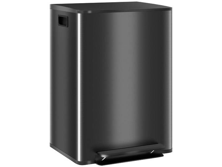 Homcom Mülleimer 30l Edelstahl Kunststoff Schwarz, Metall, 37.5x66.8x47.7 cm, Haushalt & Reinigung, Reinigung, Mülleimer & Abfallsammler