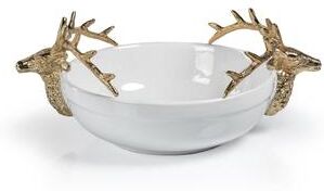 Zodax Alberg Ceramic Bowl with Gold Stagg Head Design