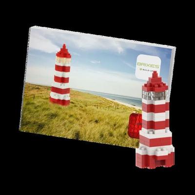 BRIXIES 220050 - Postkarte Leuchtturm, 3D Konstruktionsbausatz aus Ministeinen, 72 Teile
