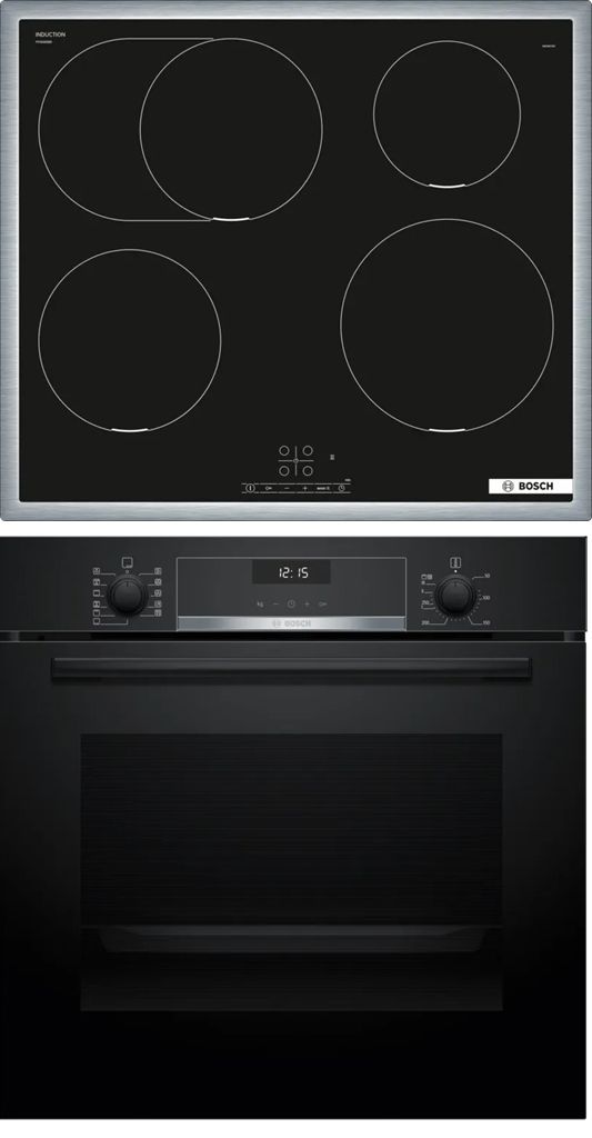 Bosch HBD635CS65 (HBG537BB4 + PIF645BB5E) Backofen-Set groß AutoClean Ecoclean mit autarkem 60 cm Induktions Kochfeld