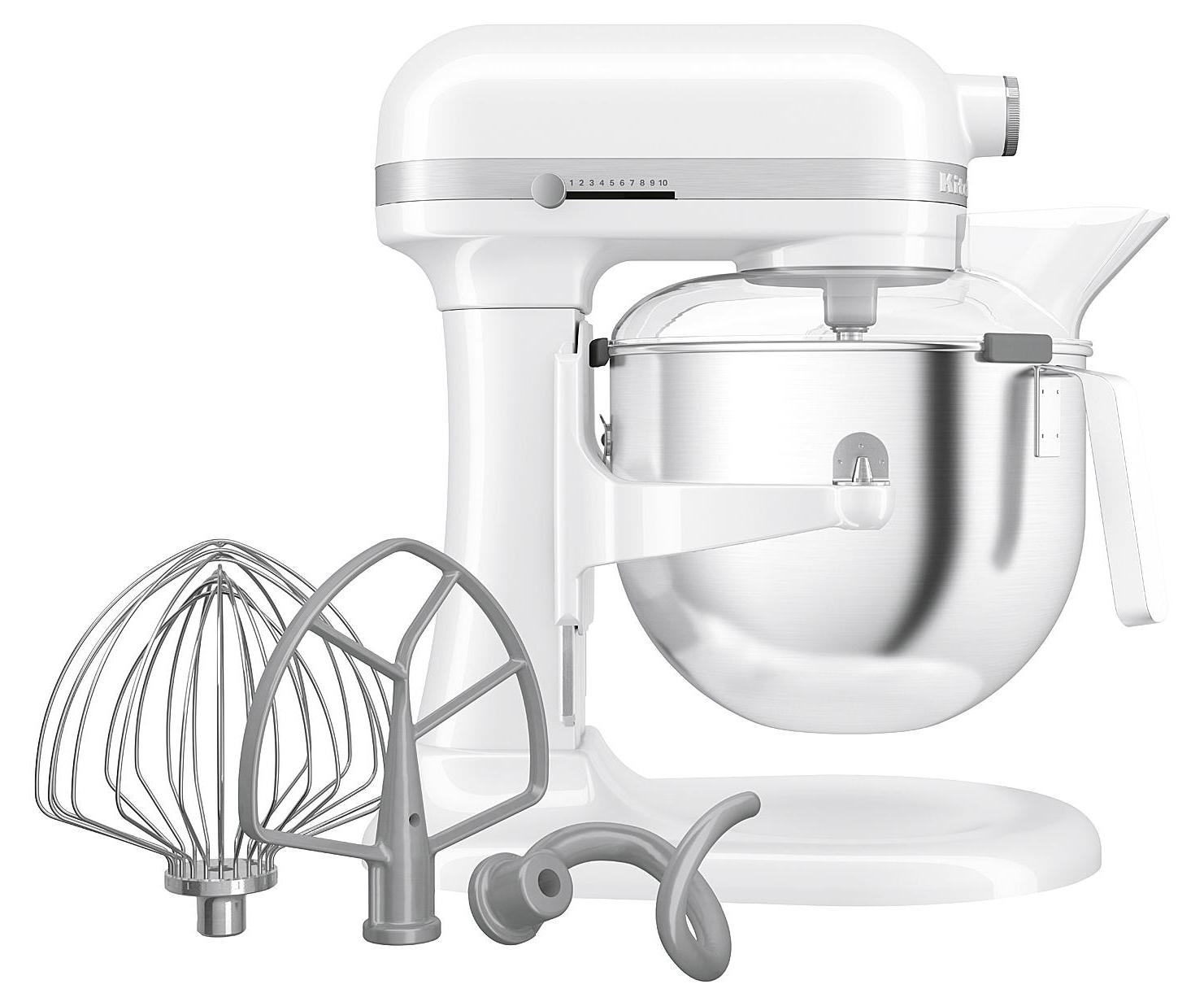 KitchenAid 5KSM70JPXEWH, Standmixer, Grau, Edelstahl, Weiß, Schlagen, Kneten, Mixen, 1,1 m, 6,6 l, Leiter, Scrollleiste