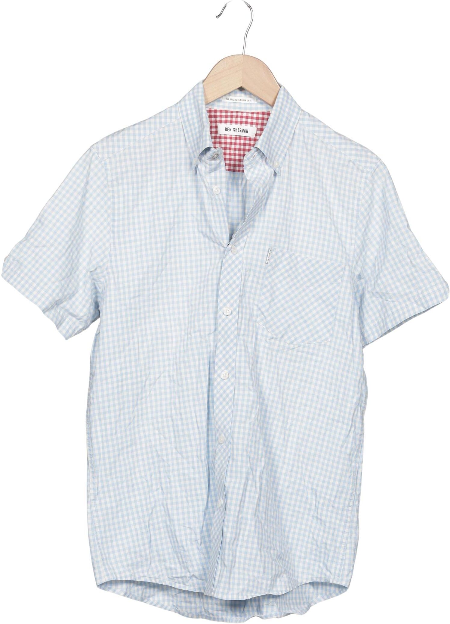 Ben Sherman Herren Hemd, Grau, Gr. M, Baumwolle - Second Hand