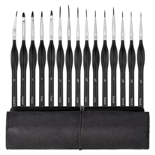 15-delige Premium Kwastenset voor Acryl, Aquarel en Miniaturen