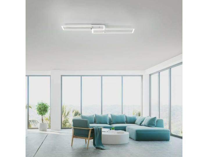 Plafonnier LED\, intensité lumineuse variable\, couleur acier\, L 102 cm