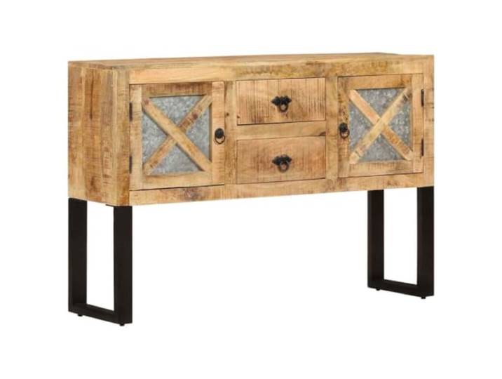 HGFDVCMR Sideboard 110x30x74 cm Raues Mangoholz Kommode Industrial Beistellschrank aus Echtholz für Wohnzimmer und Flur mit 2 Türen, 2 Schubladen sowie stabiler Stahlkonstruktion.