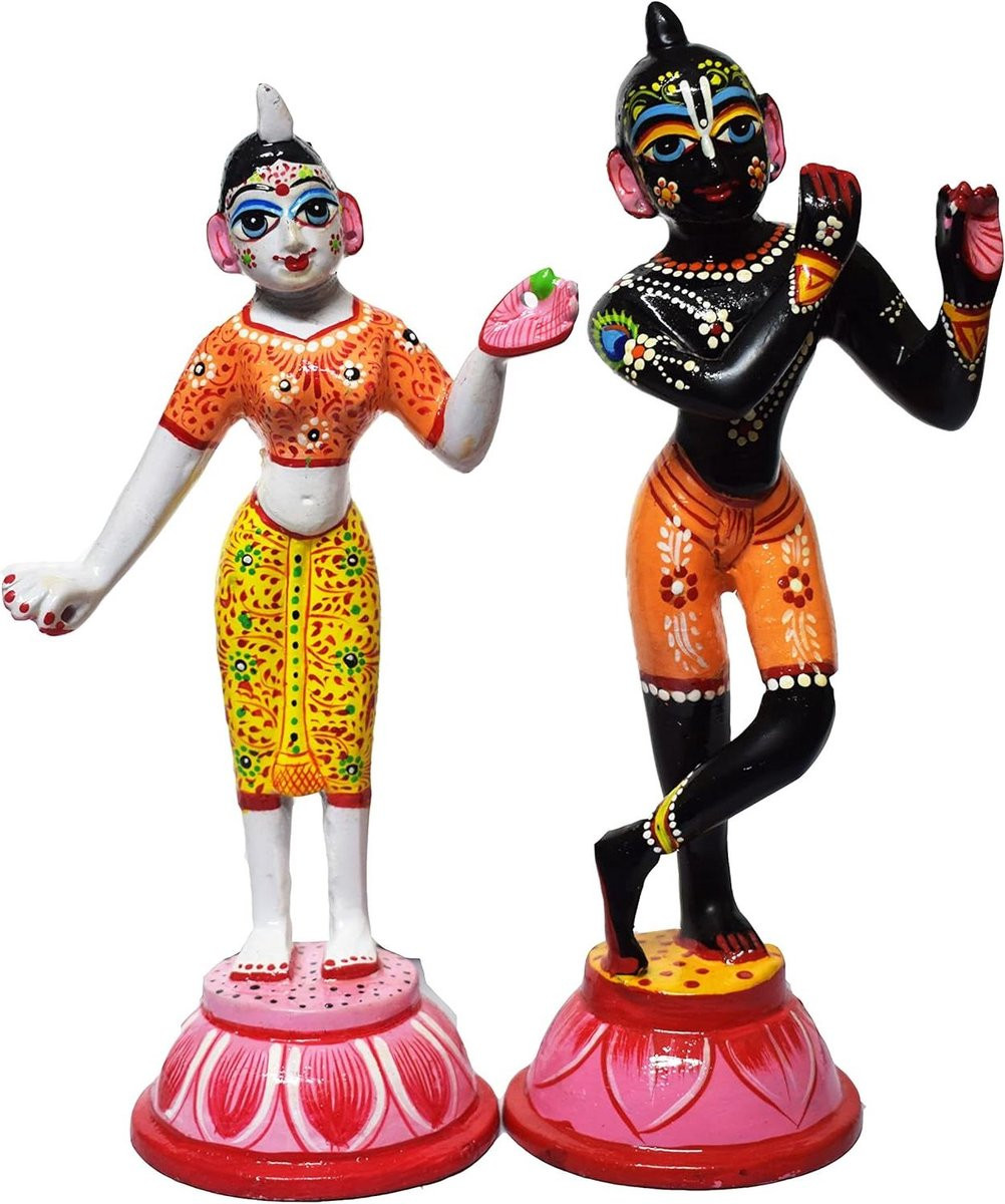 Handgemaakt Messing Radha Krishna Beeld voor Huisdecoratie - 30 cm