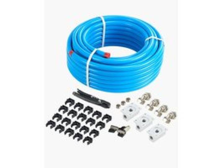 VEVOR Luftkompressor-Leitungssatz, 30,48 m x 19,05 mm Druckluftschlauch, HDPE-Aluminium-Druckluftrohrsystem, auslaufsicher, Druckluftleitungs-Schlauchsatz für Garagen und Werkstätten, blau