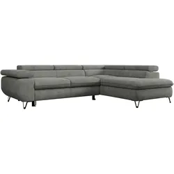 ECKSOFA PEDRO L Grau Struktur - Rechts Seite