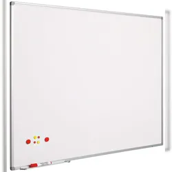 PROREGAL Magnetisches Whiteboard Slim | HxB 120x200cm | 8mm-Platte | inkl. Befestigungsmaterial & Stiftablage | Lackierter Stahl | Aluminium/Weiß