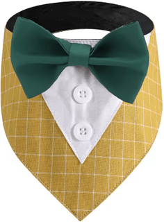 Inspire Picks Sucado Wedding Dog Bandana Tuxedo Adjustable Formal Pet Scarf For Parties & Special Occasions yellow s