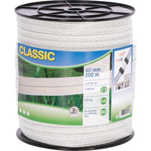 Kerbl Weidezaunband Classic 449102, Breite 40 mm, 1,6 km max. empfohlene Zaunlänge, weiß, Rollenlänge 200 m