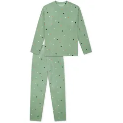 Schiesser Kinder-Velours-Pyjama »Herzchen« - Mädchen - Gr. 116 - grün/print