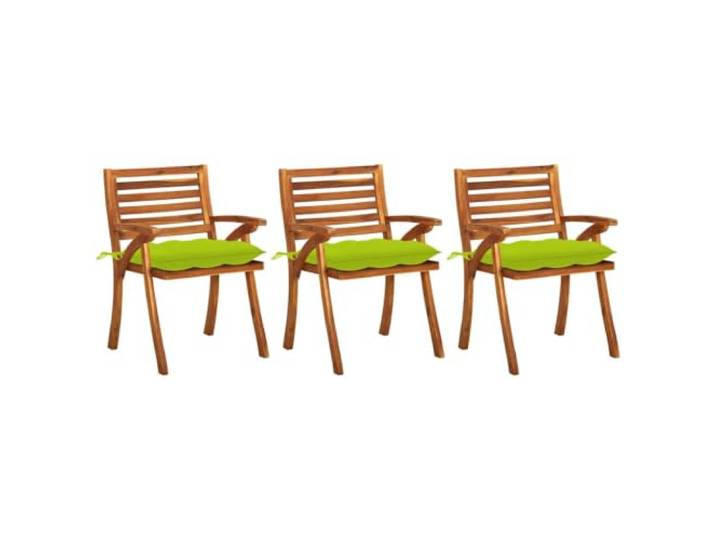 KUTYWEXFM 3er Set Gartenstühle mit Auflagen, Massivholz Akazie Bequeme Sitzgruppe für Balkon und Terrasse mit gepolsterten hellgrünen Bindekissen und stabiler Konstruktion.