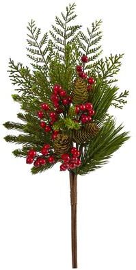 Nearly Natural "26"" Mixed Pine, Pinecone and Berry Artificial Plant (Set of 3)"