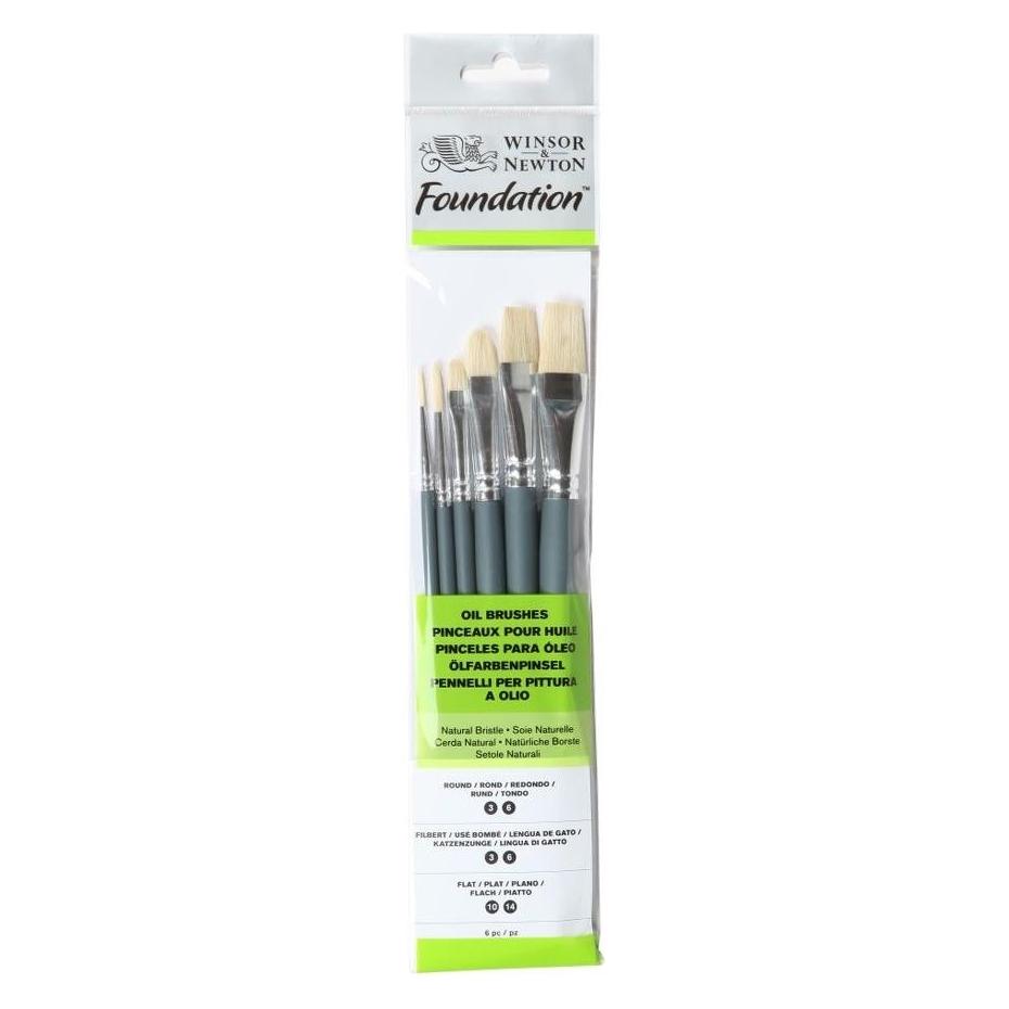 Winsor & Newton W&N Foundation Oil Short Handle 6 Pack (884955030738)
