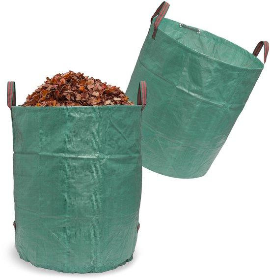 Unyqoos 2-delige set inklapbare tuinafvalzakken, 272 liter, waterafstotend polypropyleenweefsel met 4 handgrepen