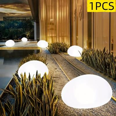 Combo Retail Shop Solar Outdoor Waterproof Garden Light, Cobblestone Shaped Lamp For Yard, Patio, Lawn, Pathway, Garden white Light
