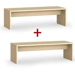 Umkleidebank 1+1 GRATIS, 1500 mm breit, Birke