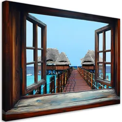 WANDBILD fensterblick auf sansibar meereshäuser