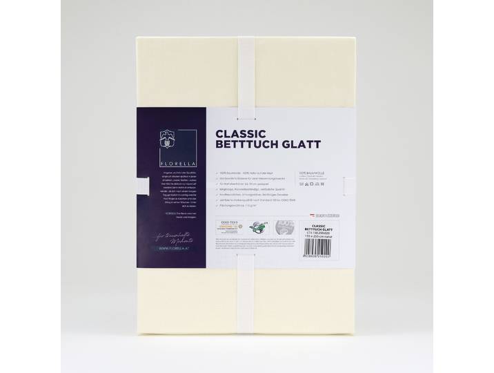 Bettlaken FLORELLA CLASSIC glatt, 100% Baumwolle , beige (natur), B:155cm L:255cm, Renforcé, Obermaterial: 100% Baumwolle CO., Bettlaken, Bettlaken