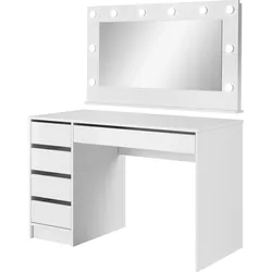 SCHMINKTISCH Claris Weiß Hochglanz 120/55/75 mit LED Spiegel 120/67/11 cm