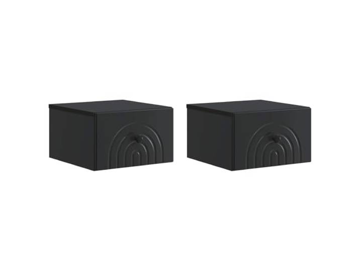 KUPTYERFG Wandnachttisch 2er Set Schwarz Hängender Nachttisch 33x34,5x20cm Platzsparende Nachttischkommode für Schlafzimmer und Wohnzimmer mit 2 Schubladen aus Holzwerkstoff.