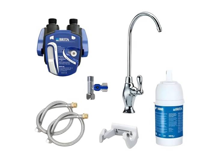 AORA Untertisch-Wasserfilter-System mit 1-Weg-Wasserhahn kompatibel mit BRITA Filter P1000 & Filterkopf reduziert Kalk & verbessert Geschmack OSLO Messing Chrom ohne Digiflow