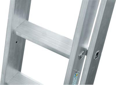 Vielzweckleiter Krause, 3-teilig, Stufen T 80 mm & Sprossen T 30 mm, Quertraverse, TRBS 2121-2, mit 3 x 8 Sprossen, Alu