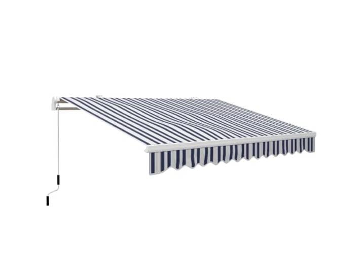 Outsunny Gelenkarmmarkise mit Handkurbel Markise 395cm Breit Weiß+Blau