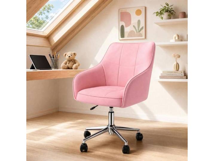 Chaise À Dossier Pivotant - MIPAN - Lot De 1 - Polyvalente Pour Dressing/Restaurant/Bureau - 49*45*83-95cm - Rose