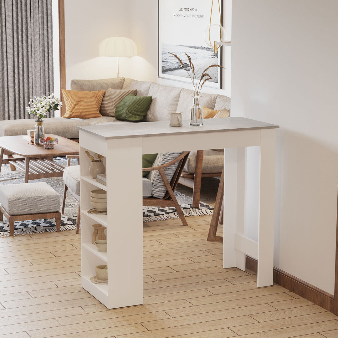 17 Stories Rectangular Outdoor Bar Table - 115 cm W 50 cm D Grey/White