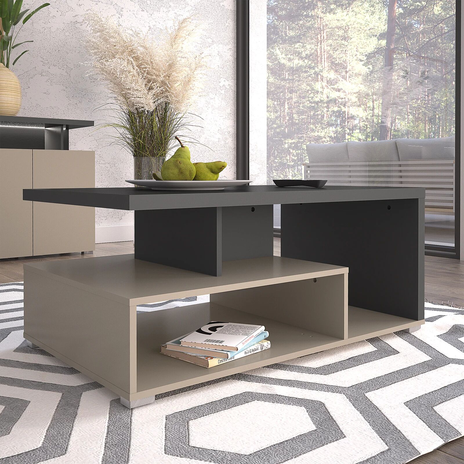 garneroarredamenti Tavolino da salotto 100x60cm tortora grigio Matt
