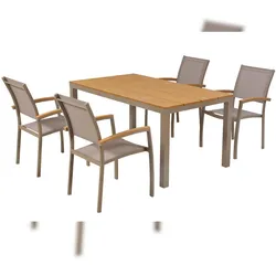 Merxx Piemont Set 5tlg., 4 Stapelsessel, 1 Tisch 160 x 90 cm, Aluminium