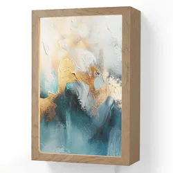 WANDLEUCHTE Abstrakt - Kunst - Gold - Blau Wandlampe 20x30 cm Wandlampe