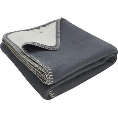 Wohndecke FRAMSOHN FROTTIER "Bio Flanell Doubleface", grau (anthrazit), B:150cm L:200cm, Baumwolle, Wohndecken, Wohndecke, mit Ziernaht, GOTS zertifiziert