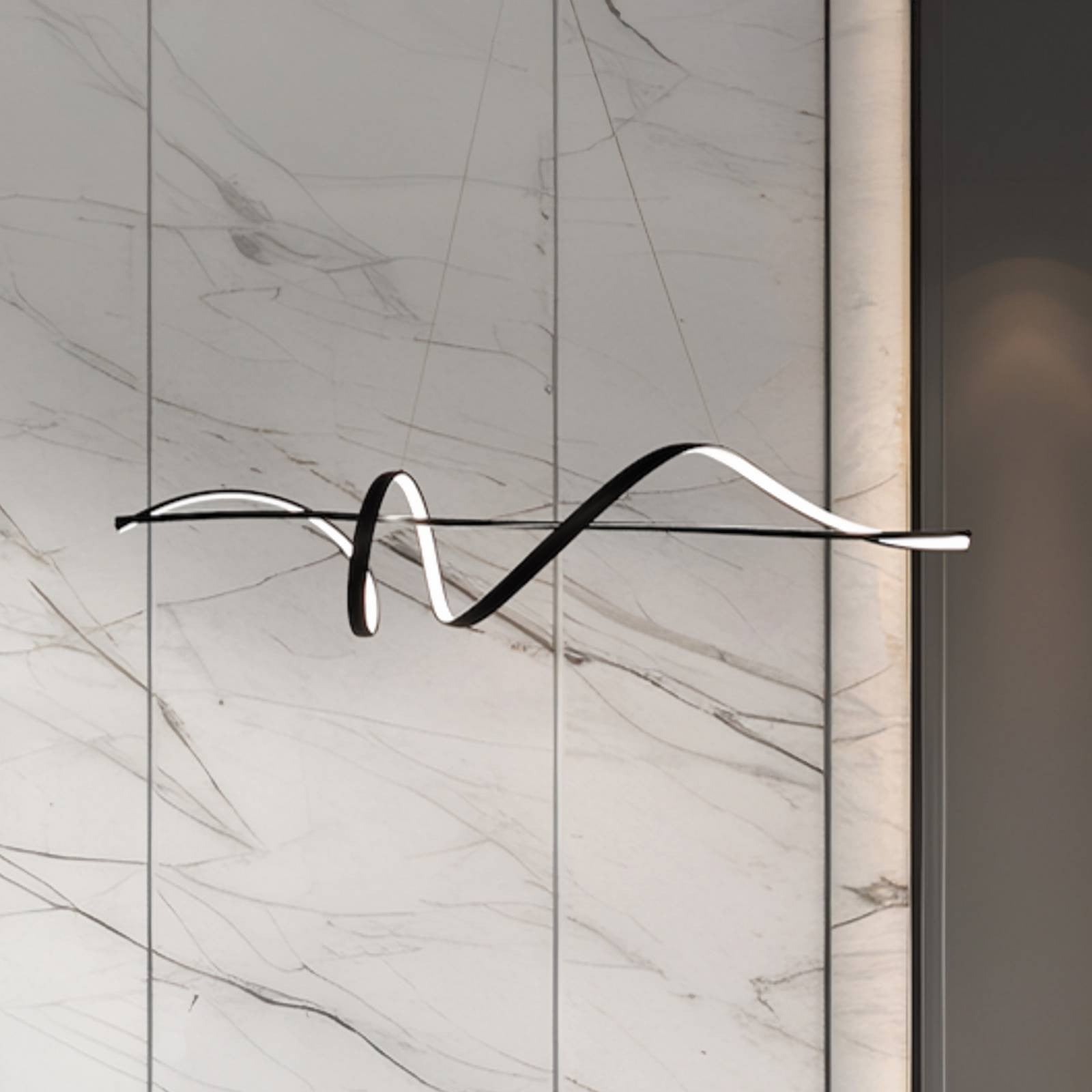Milagro Lighting Moderne Hanglamp Sash, zwart, Metaal en Kunststof, LED