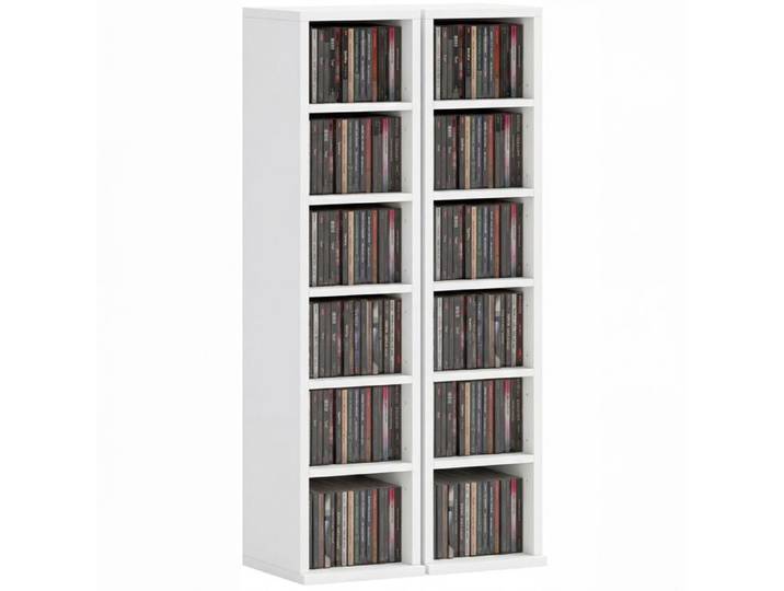 Armoire de rangement CD-DVD - HOMCOM - 6 + 6 compartiments - capacité max. 204 CD - 21 x 22 5 x 88 5 cm - blanc