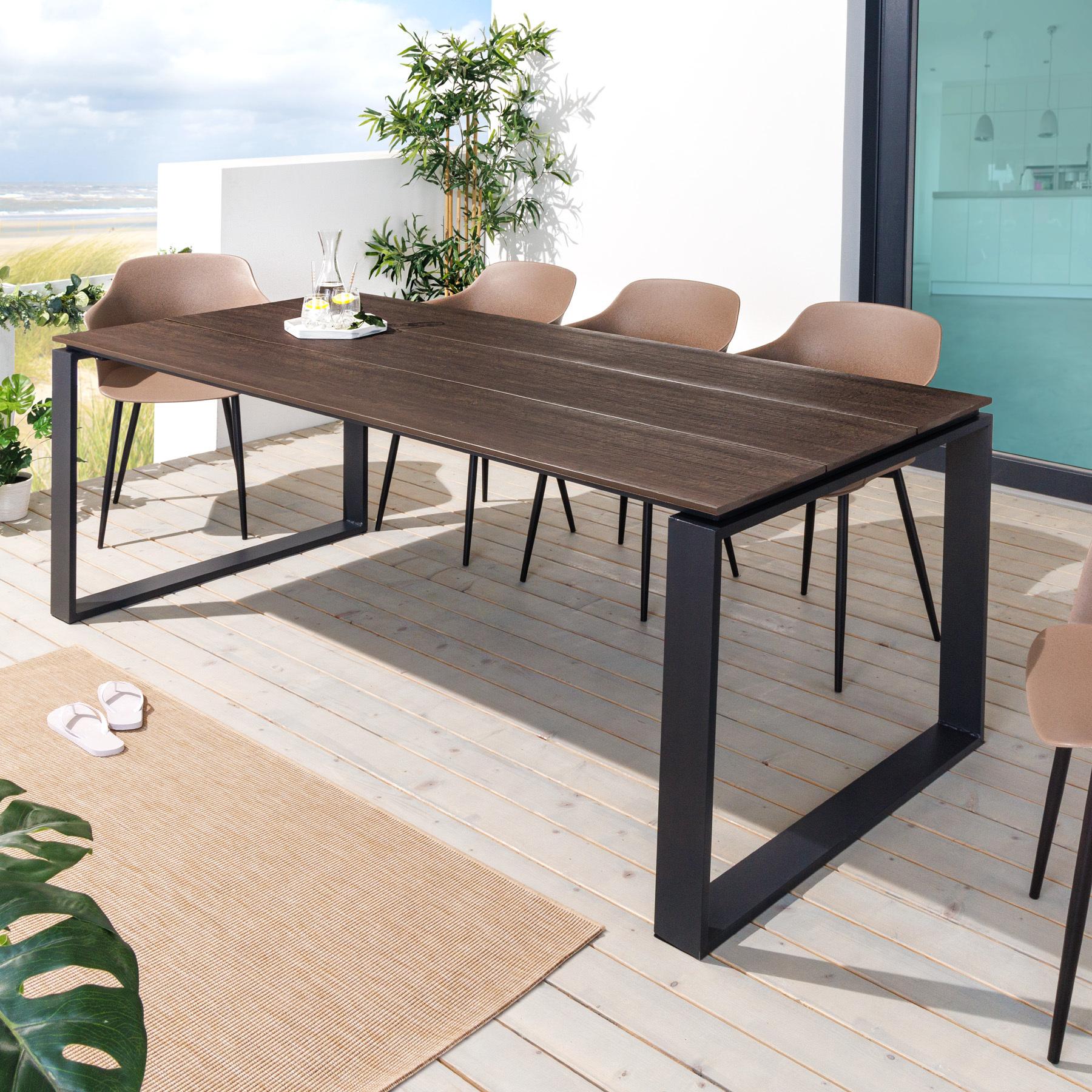riess-ambiente Gartentisch FLOATING 210cm braun schwarz Aluminium wetterfest Outdoor
