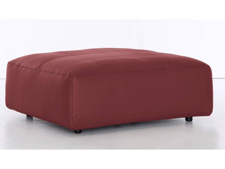 Hocker, Leder PURO, Rot (Cherry Puro), 120×43×120 cm, Flachgewebe, Landhaus, Musterring