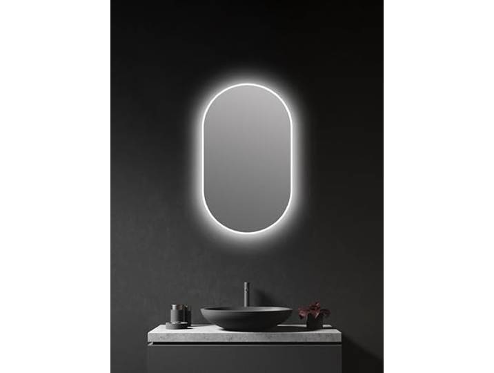 Talos LED Spiegel oval weiß 45 x 75 cm - feuchtraumgeeignet für Ihr Badezimmer - Wandspiegel mit umlaufendem Raumlicht - mit hochwertigem Aluminiumrahmen